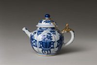 Chinoiserie Decorative Teapot, Chinese Porcelain Flat Teapot White and ... Chinoiserie Decorative Teapot, Chinese Porcelain Flat Teapot White and ...